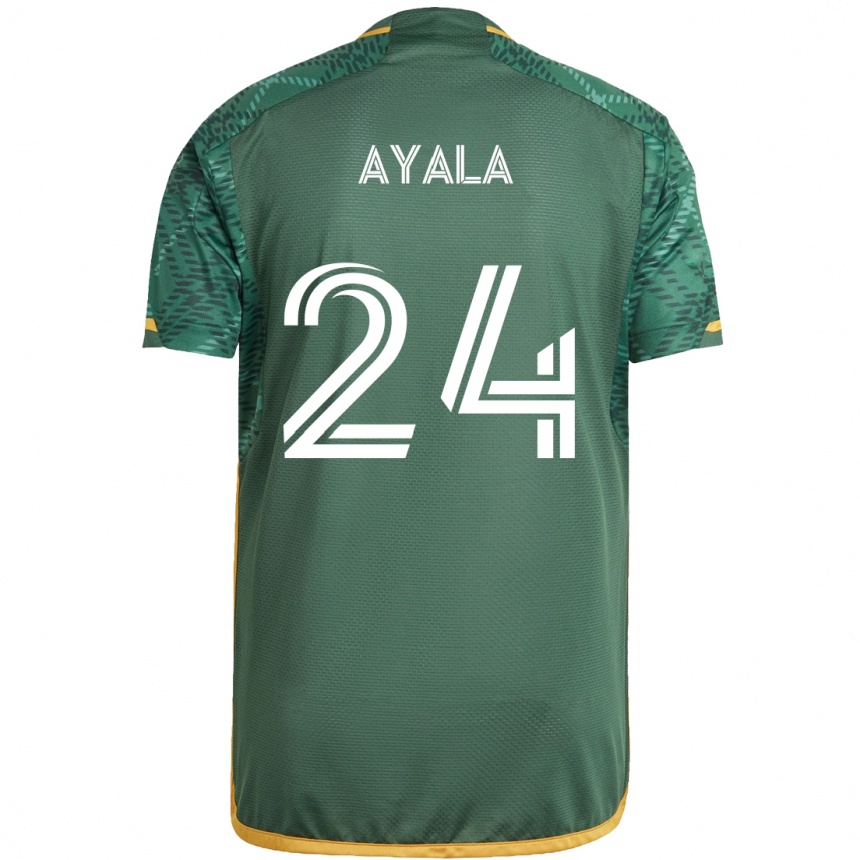 Men Football David Ayala #24 Green Orange Home Jersey 2024/25 T-Shirt Za