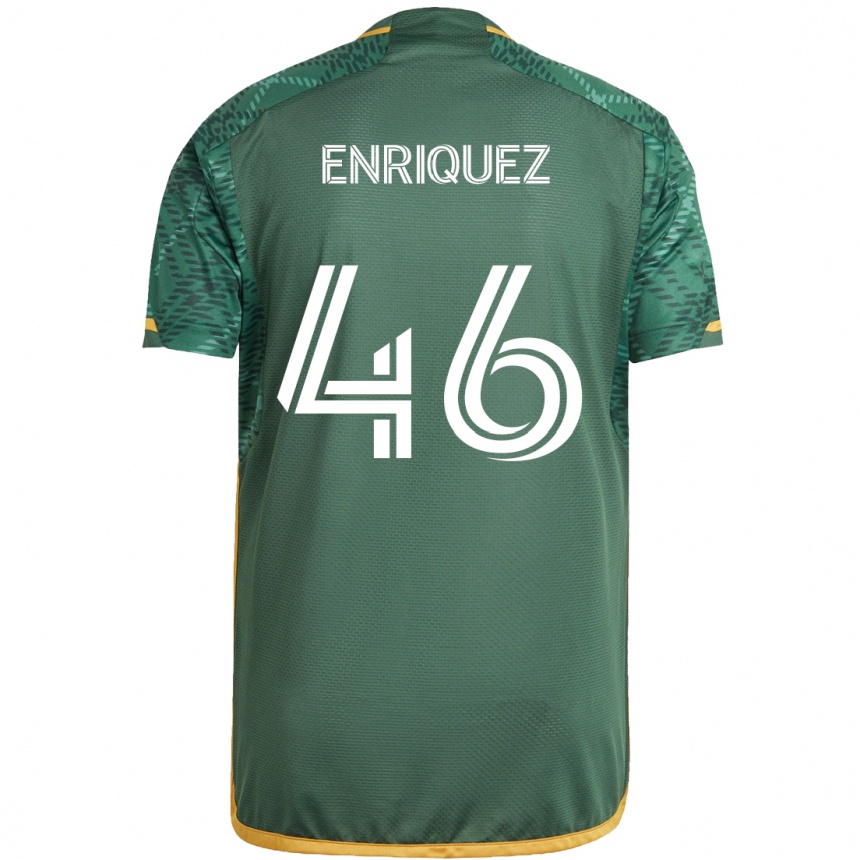 Men Football Victor Enriquez #46 Green Orange Home Jersey 2024/25 T-Shirt Za