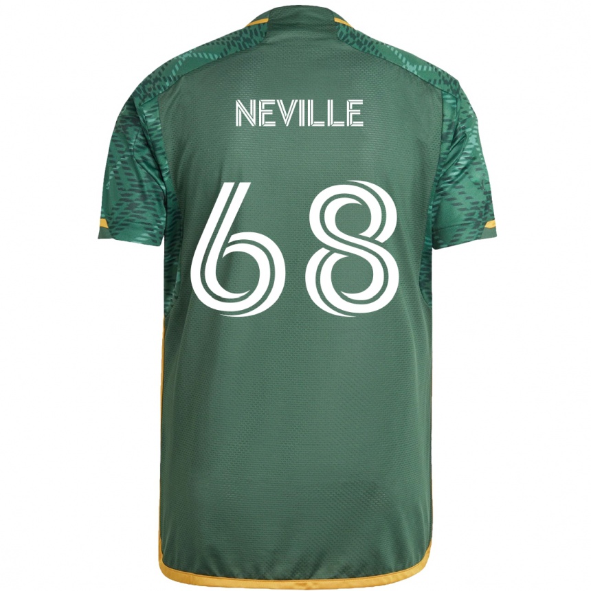 Men Football Harvey Neville #68 Green Orange Home Jersey 2024/25 T-Shirt Za