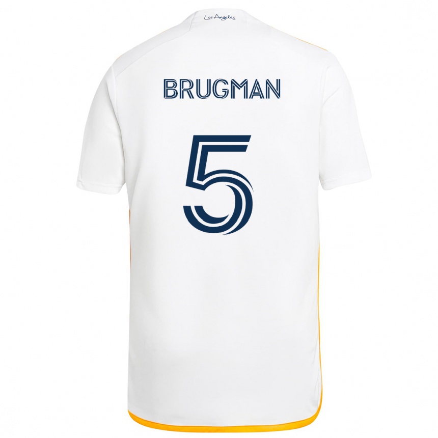 Men Football Gastón Brugman #5 White Yellow Home Jersey 2024/25 T-Shirt Za