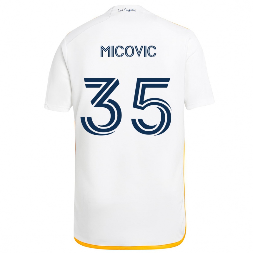 Men Football Novak Micovic #35 White Yellow Home Jersey 2024/25 T-Shirt Za