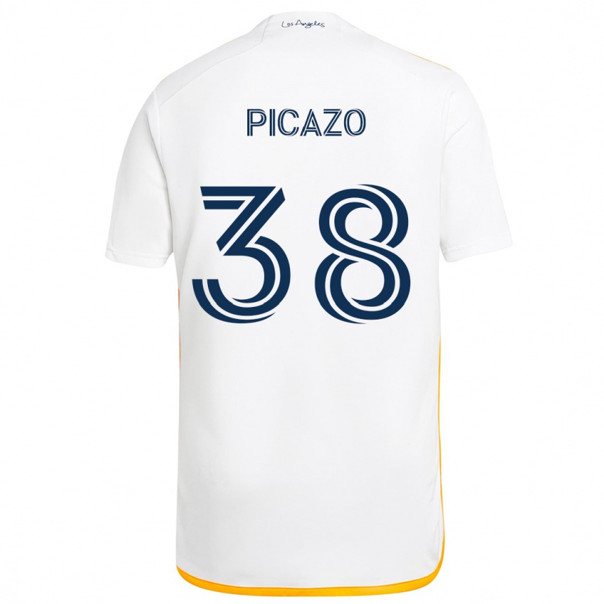 Men Football Axel Picazo #38 White Yellow Home Jersey 2024/25 T-Shirt Za