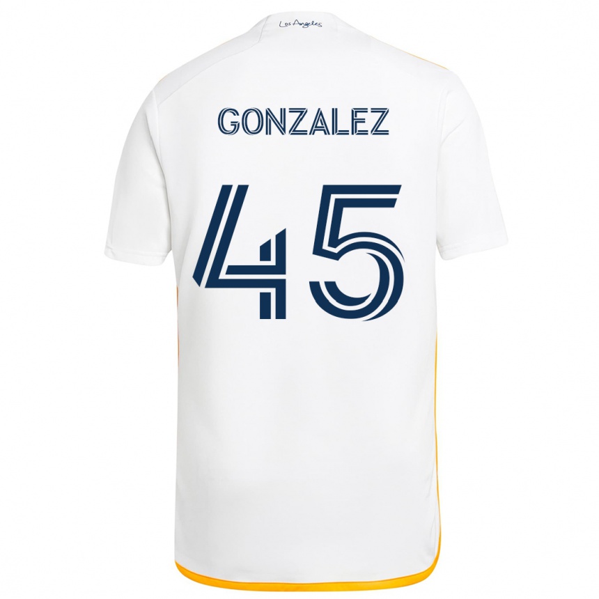 Men Football Adrián González #45 White Yellow Home Jersey 2024/25 T-Shirt Za