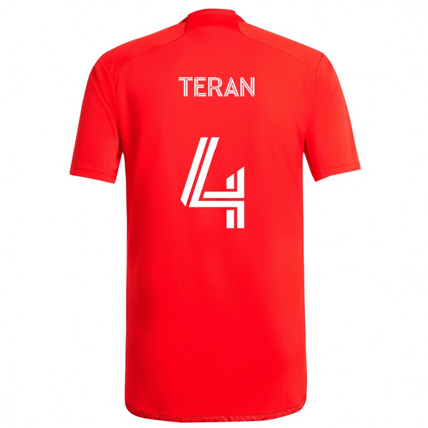 Men Football Carlos Terán #4 Red White Home Jersey 2024/25 T-Shirt Za