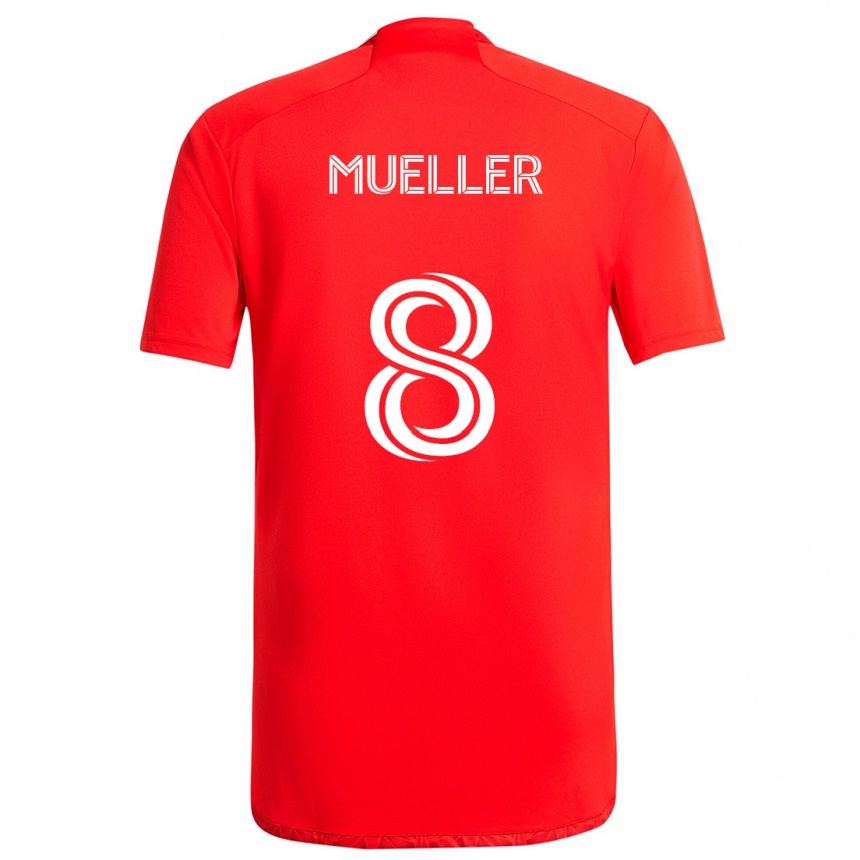 Men Football Chris Mueller #8 Red White Home Jersey 2024/25 T-Shirt Za