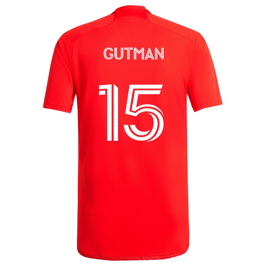 Men Football Andrew Gutman #15 Red White Home Jersey 2024/25 T-Shirt Za