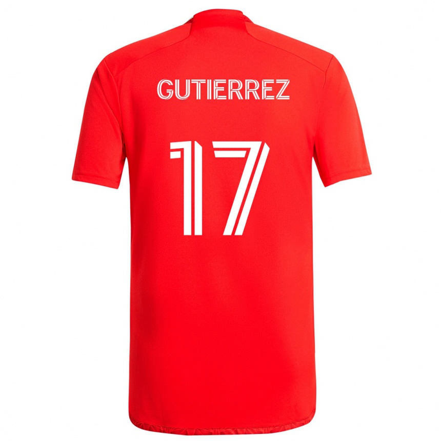 Men Football Brian Gutiérrez #17 Red White Home Jersey 2024/25 T-Shirt Za