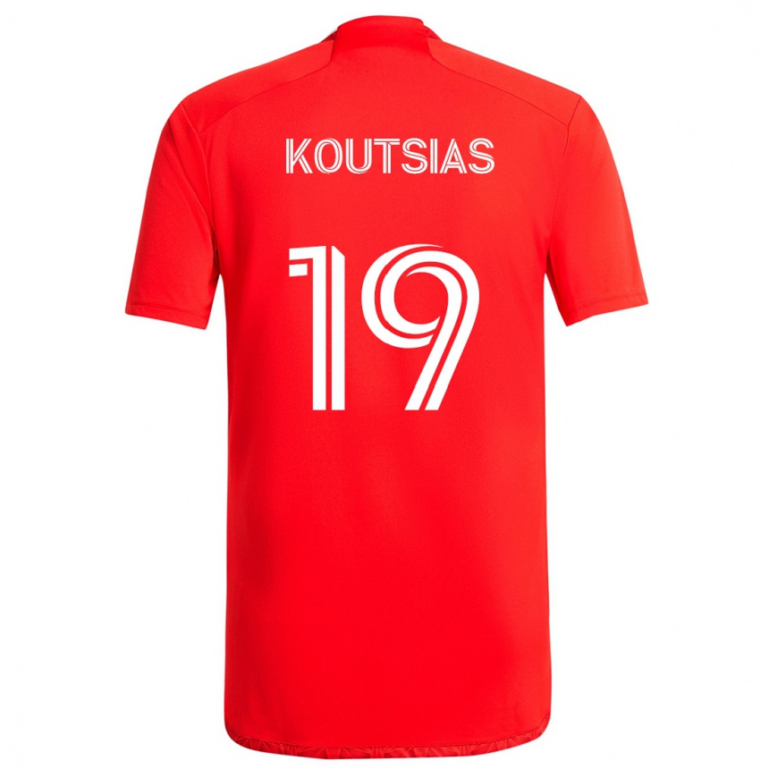 Men Football Georgios Koutsias #19 Red White Home Jersey 2024/25 T-Shirt Za