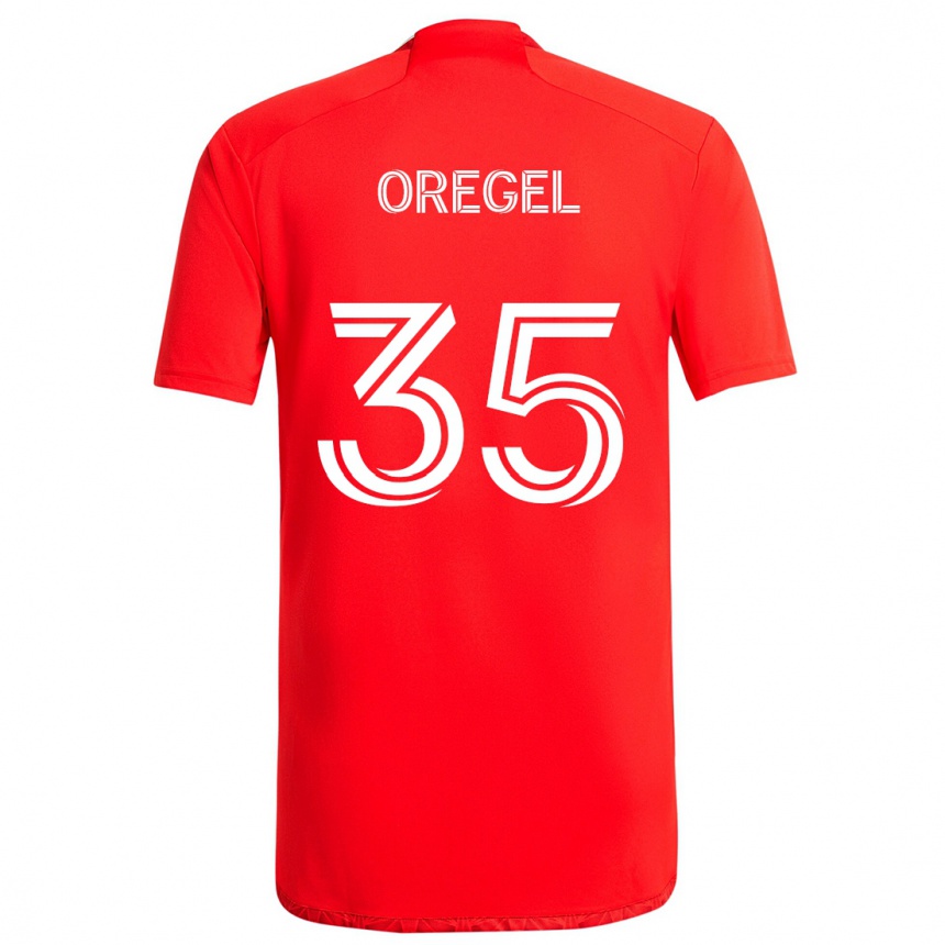 Men Football Sergio Oregel #35 Red White Home Jersey 2024/25 T-Shirt Za