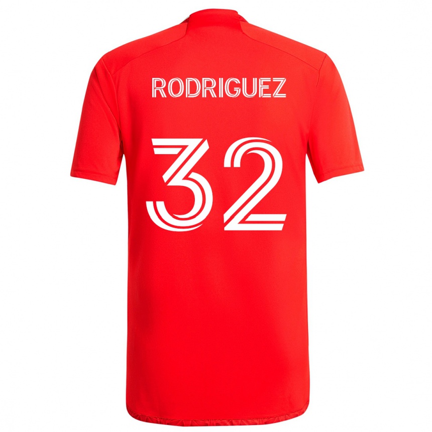 Men Football Missael Rodríguez #32 Red White Home Jersey 2024/25 T-Shirt Za