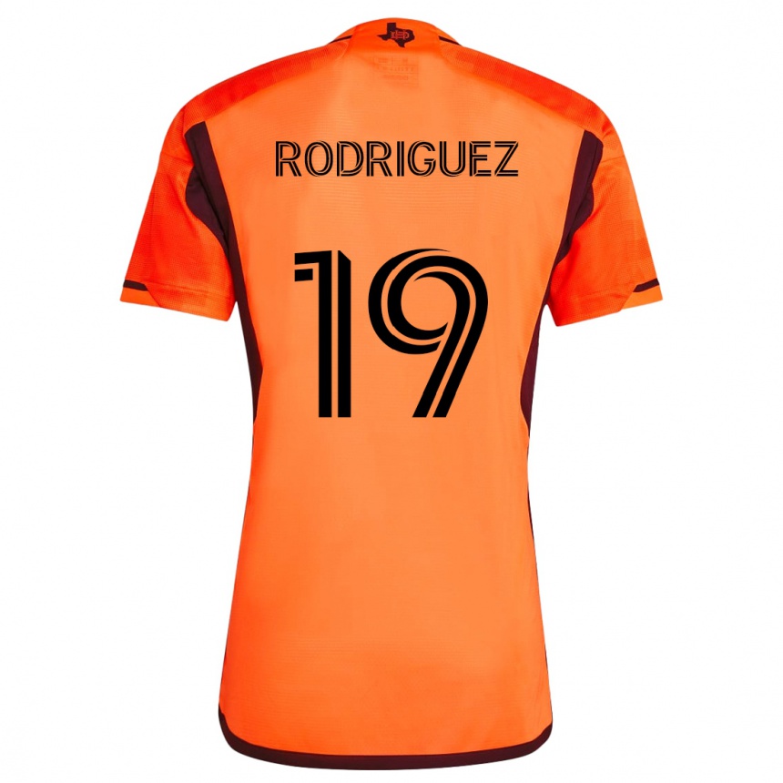 Men Football Sebastian Rodriguez #19 Orange Black Home Jersey 2024/25 T-Shirt Za