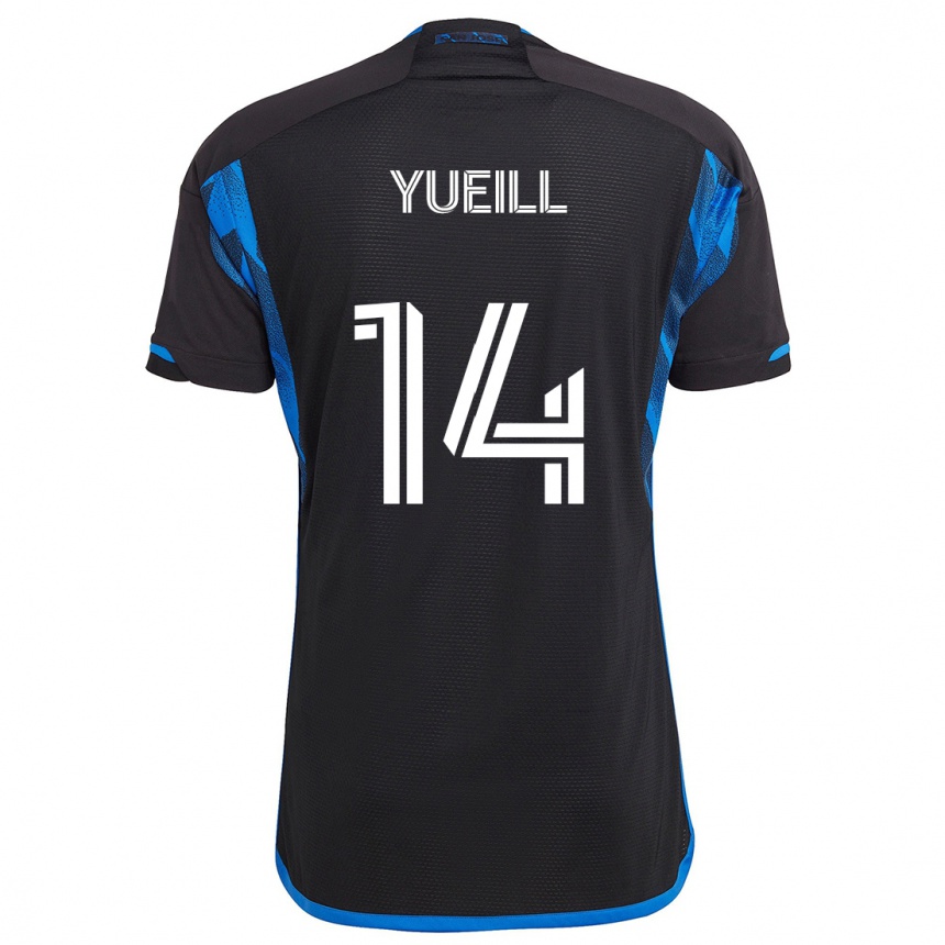 Men Football Jackson Yueill #14 Blue Black Home Jersey 2024/25 T-Shirt Za