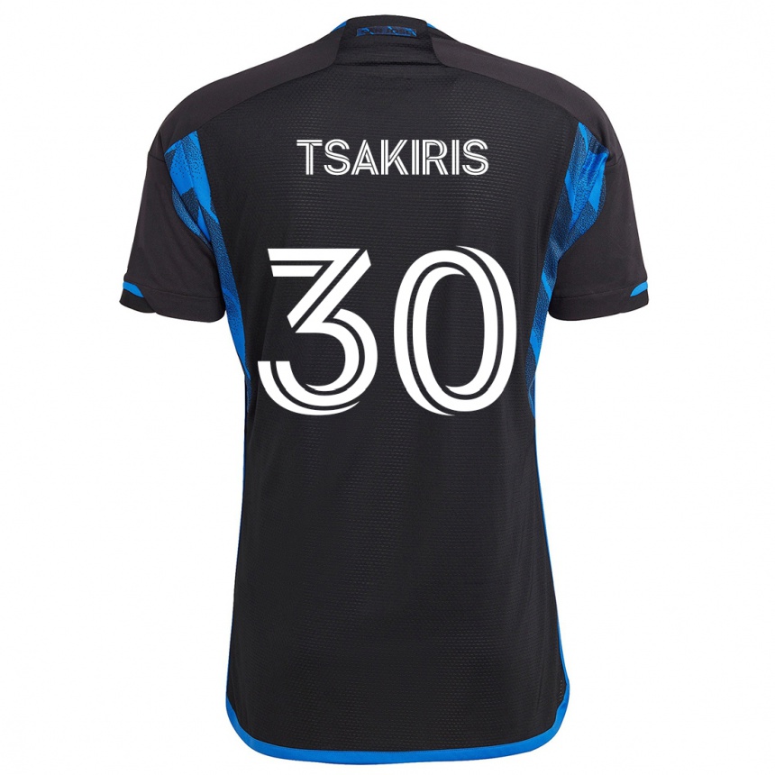 Men Football Niko Tsakiris #30 Blue Black Home Jersey 2024/25 T-Shirt Za