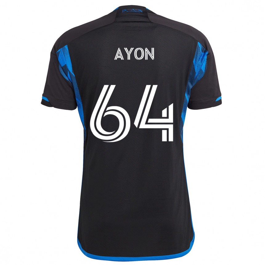 Men Football Jerry Ayon #64 Blue Black Home Jersey 2024/25 T-Shirt Za