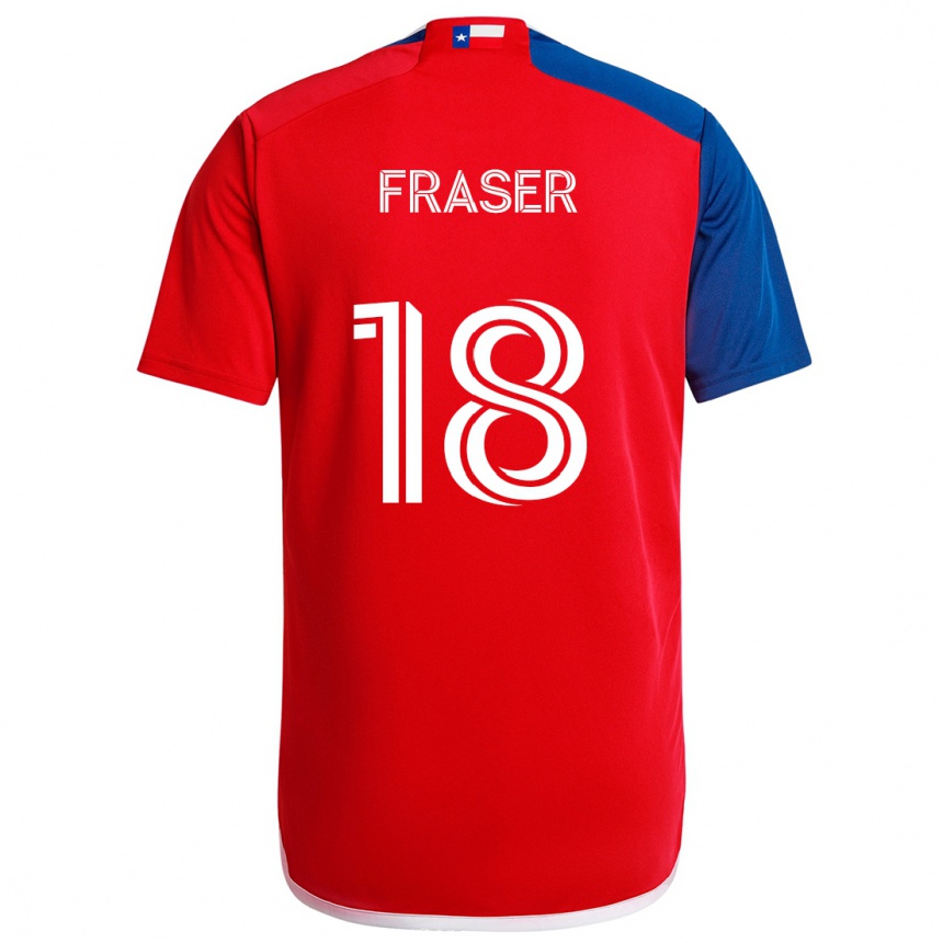 Men Football Liam Fraser #18 Blue Red Home Jersey 2024/25 T-Shirt Za