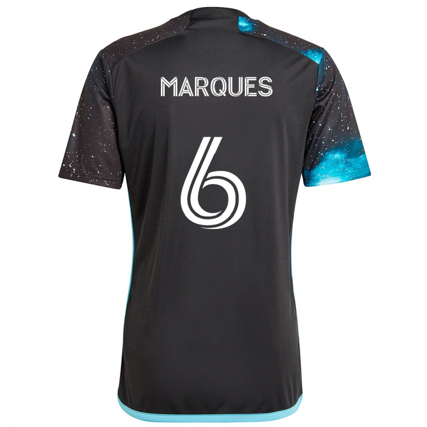 Men Football Mikael Marqués #6 Black Blue Home Jersey 2024/25 T-Shirt Za