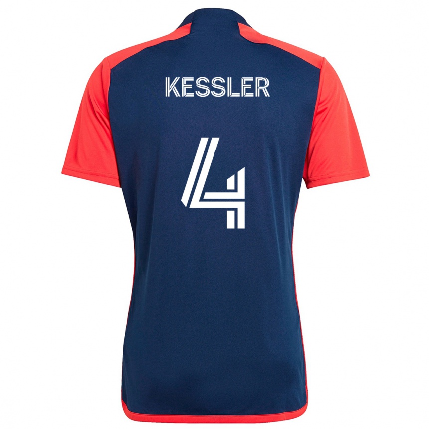 Men Football Henry Kessler #4 Blue Red Home Jersey 2024/25 T-Shirt Za