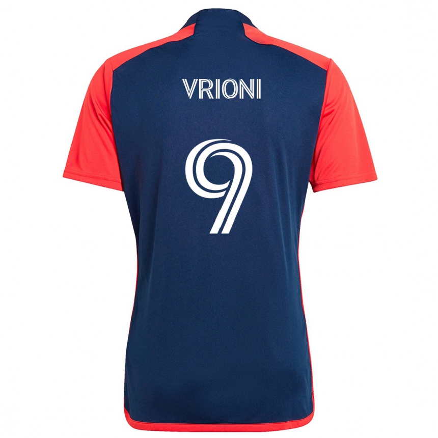 Men Football Giacomo Vrioni #9 Blue Red Home Jersey 2024/25 T-Shirt Za