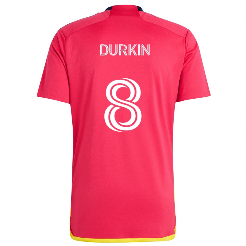 Men Football Chris Durkin #8 Red Blue Home Jersey 2024/25 T-Shirt Za