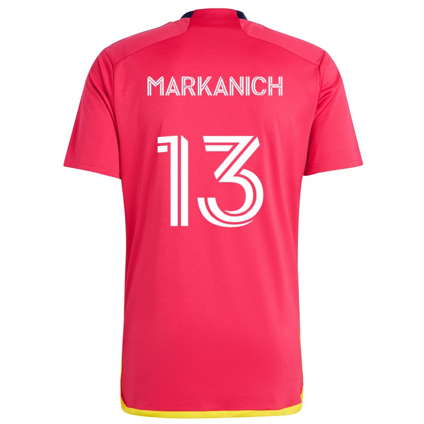 Men Football Anthony Markanich #13 Red Blue Home Jersey 2024/25 T-Shirt Za