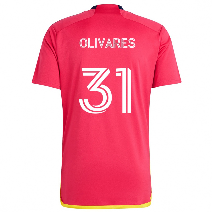 Men Football Christian Olivares #31 Red Blue Home Jersey 2024/25 T-Shirt Za