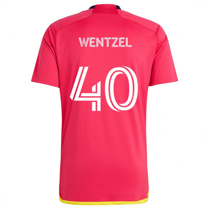 Men Football Michael Wentzel #40 Red Blue Home Jersey 2024/25 T-Shirt Za