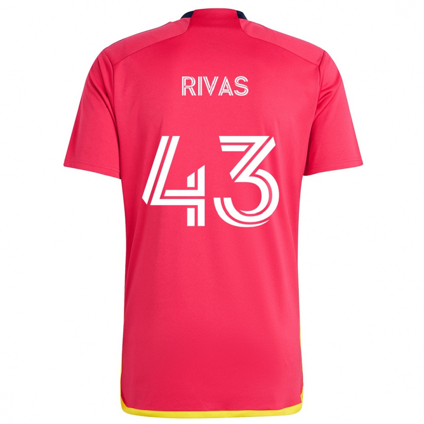 Men Football Sergio Rivas #43 Red Blue Home Jersey 2024/25 T-Shirt Za