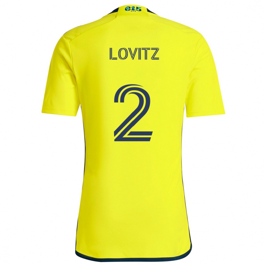 Men Football Daniel Lovitz #2 Yellow Blue Home Jersey 2024/25 T-Shirt Za