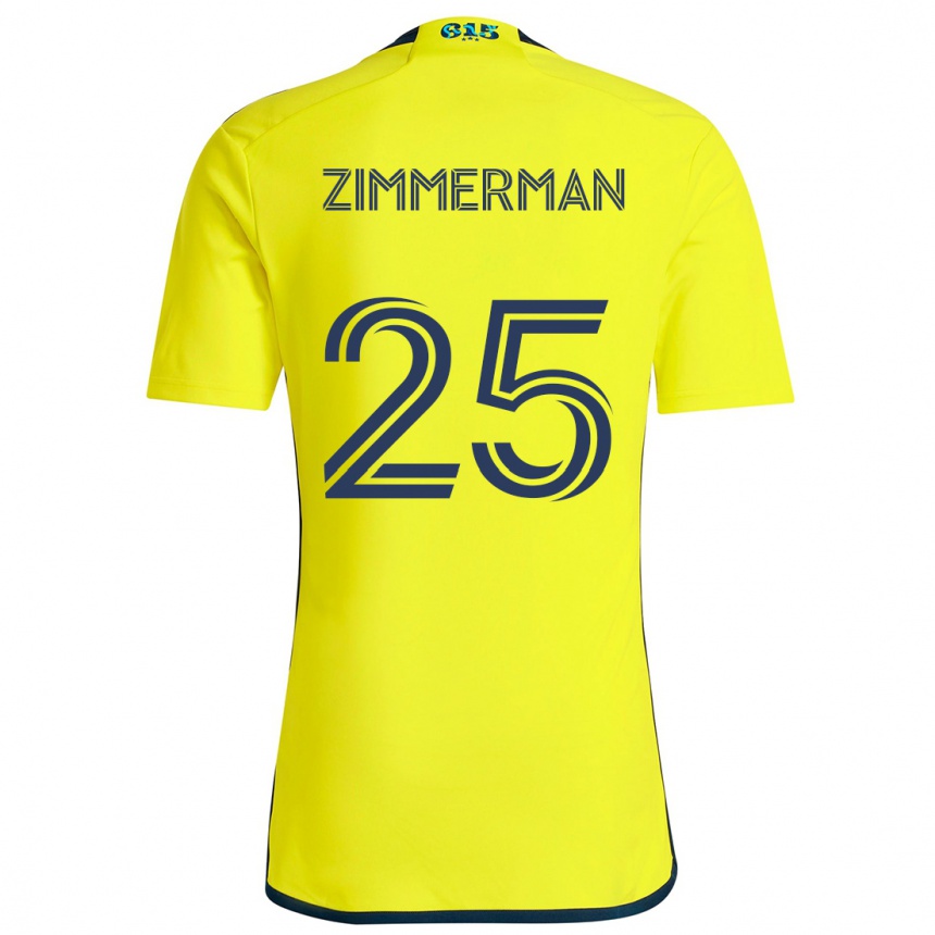 Men Football Walker Zimmerman #25 Yellow Blue Home Jersey 2024/25 T-Shirt Za