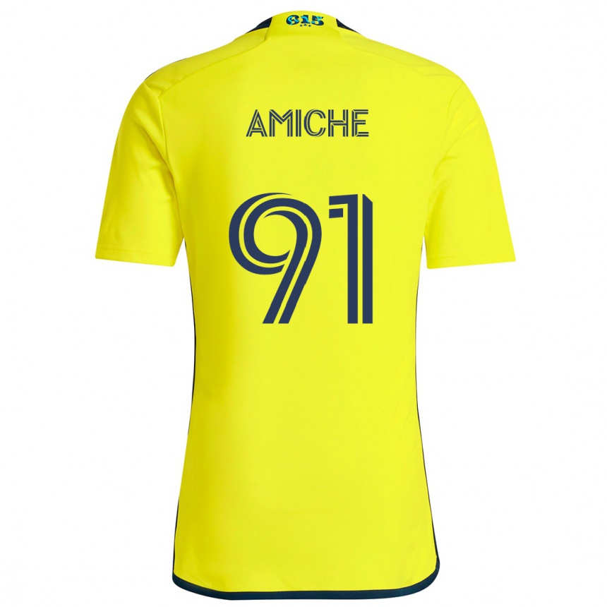 Men Football Kemy Amiche #91 Yellow Blue Home Jersey 2024/25 T-Shirt Za