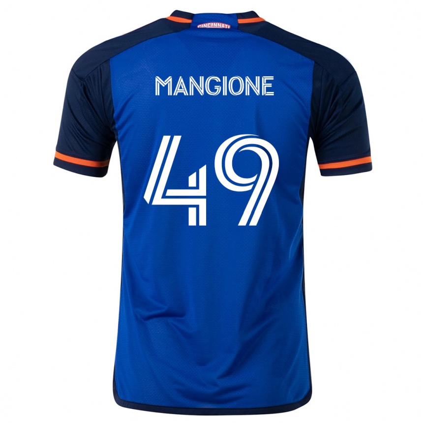 Men Football Peter Mangione #49 Blue White Home Jersey 2024/25 T-Shirt Za