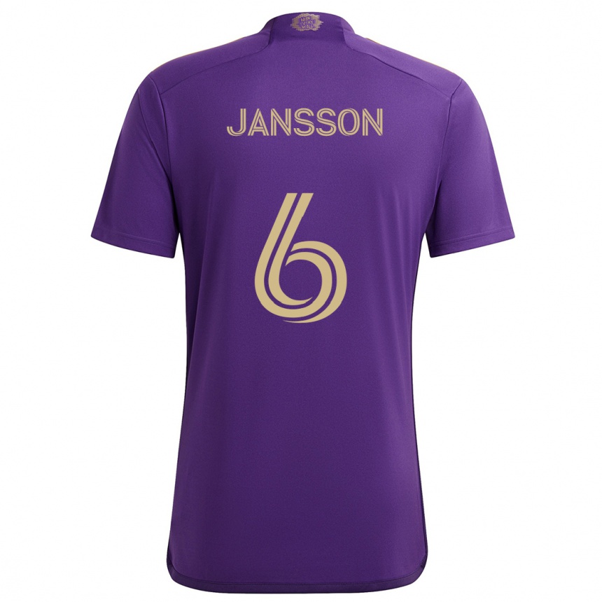 Men Football Robin Jansson #6 Purple Yellow Home Jersey 2024/25 T-Shirt Za