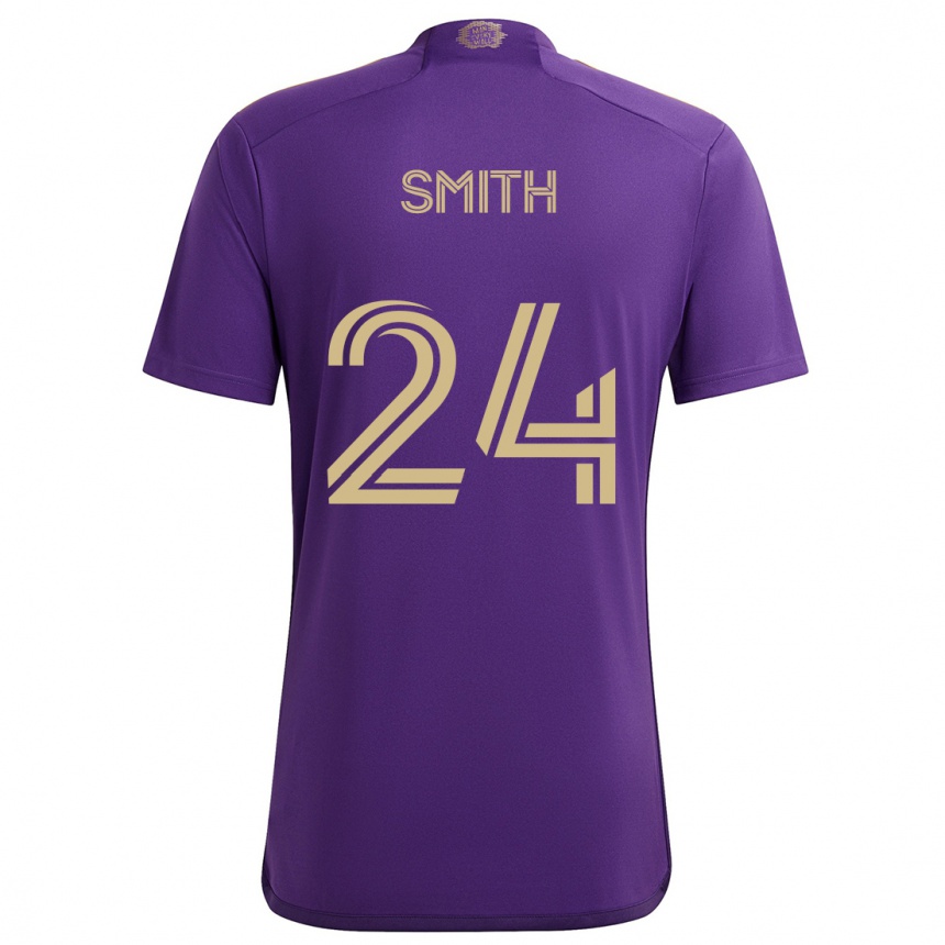 Men Football Kyle Smith #24 Purple Yellow Home Jersey 2024/25 T-Shirt Za