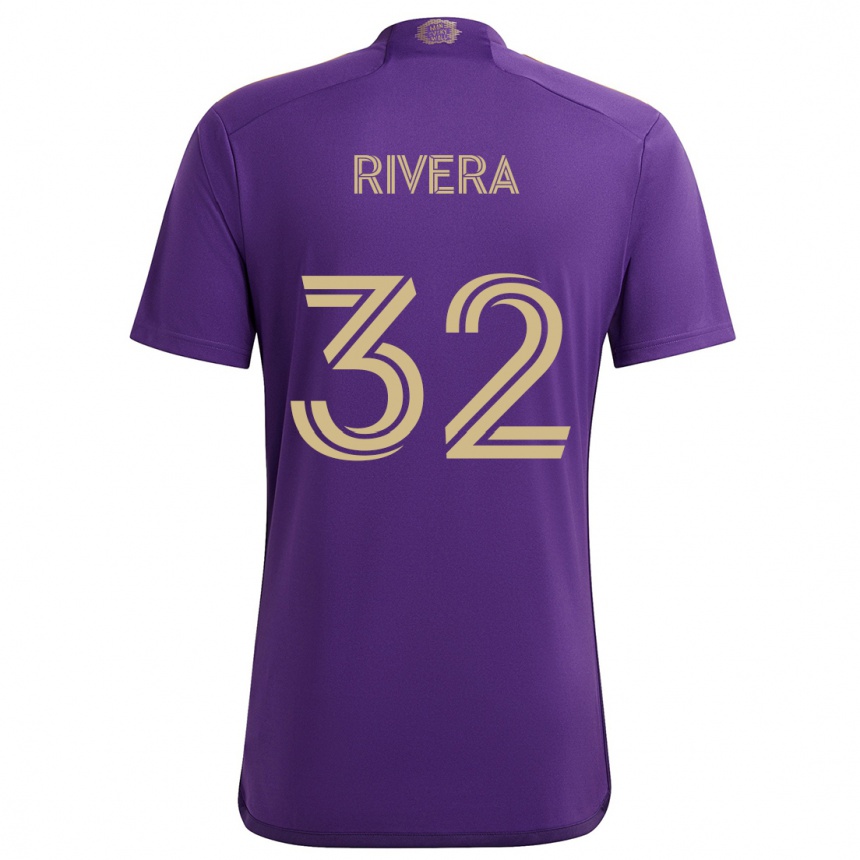 Men Football Wilfredo Rivera #32 Purple Yellow Home Jersey 2024/25 T-Shirt Za