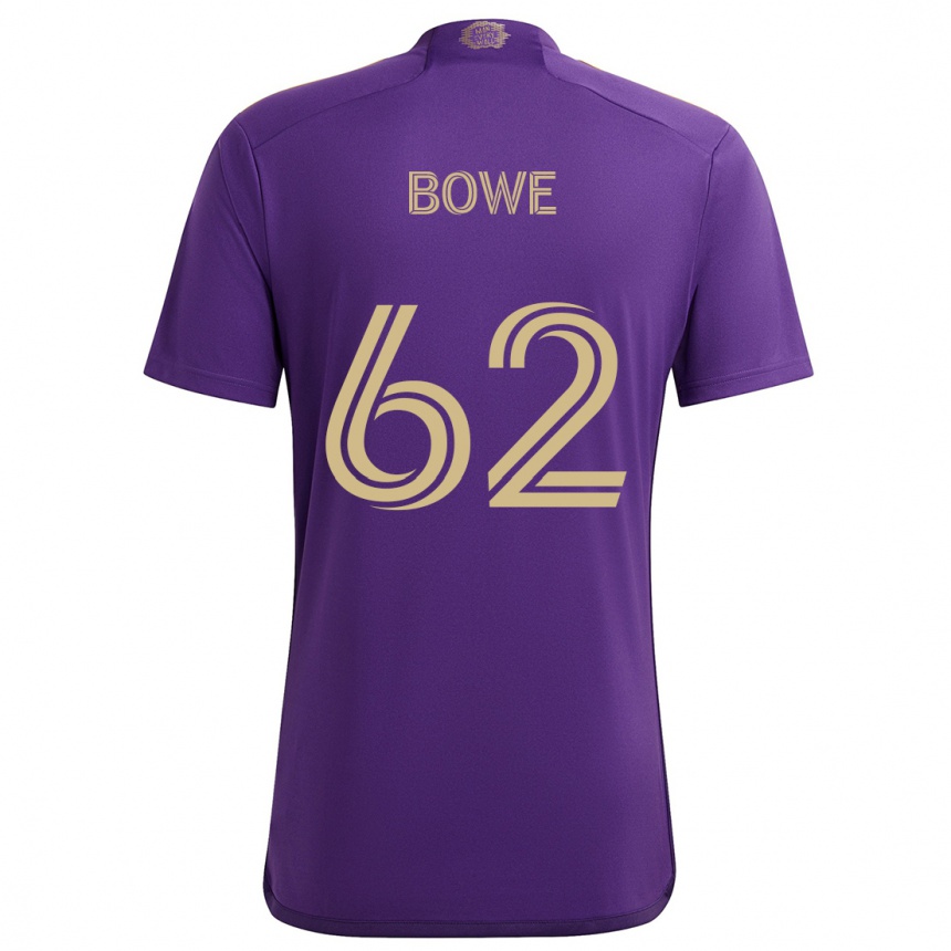 Men Football Thomas Bowe #62 Purple Yellow Home Jersey 2024/25 T-Shirt Za