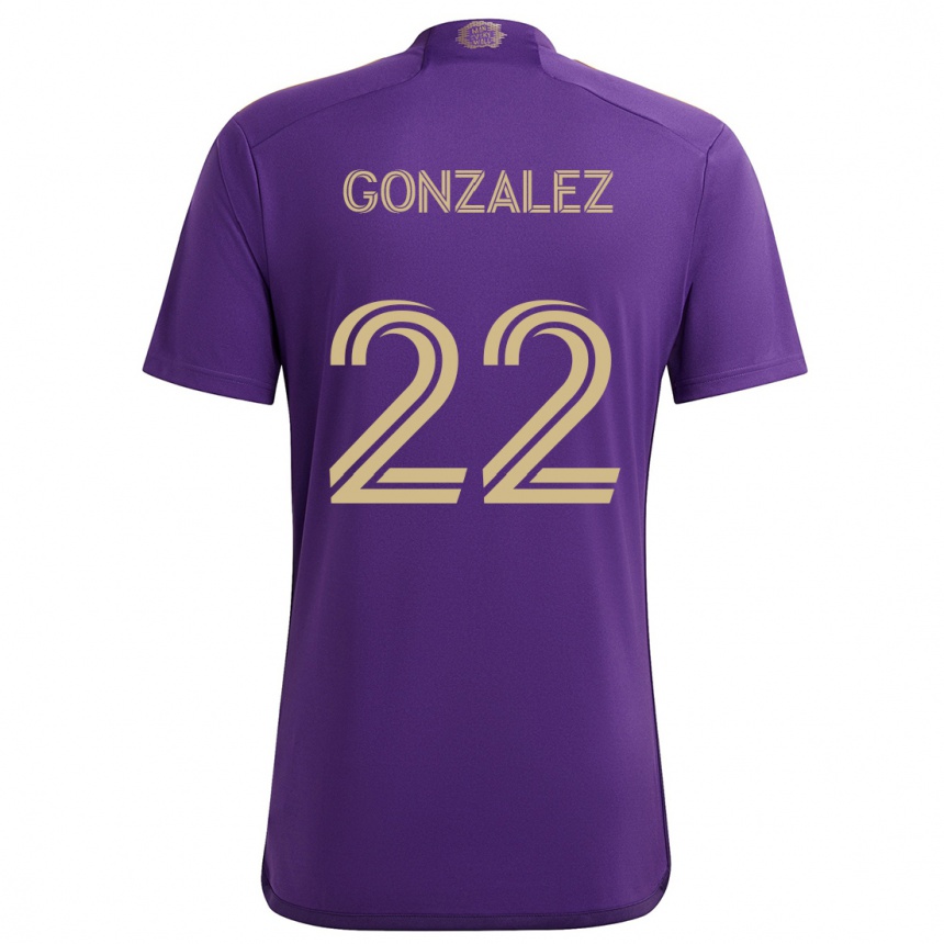 Men Football Gastón González #22 Purple Yellow Home Jersey 2024/25 T-Shirt Za