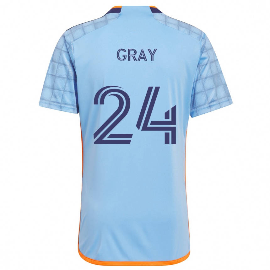 Men Football Tayvon Gray #24 Blue Orange Home Jersey 2024/25 T-Shirt Za