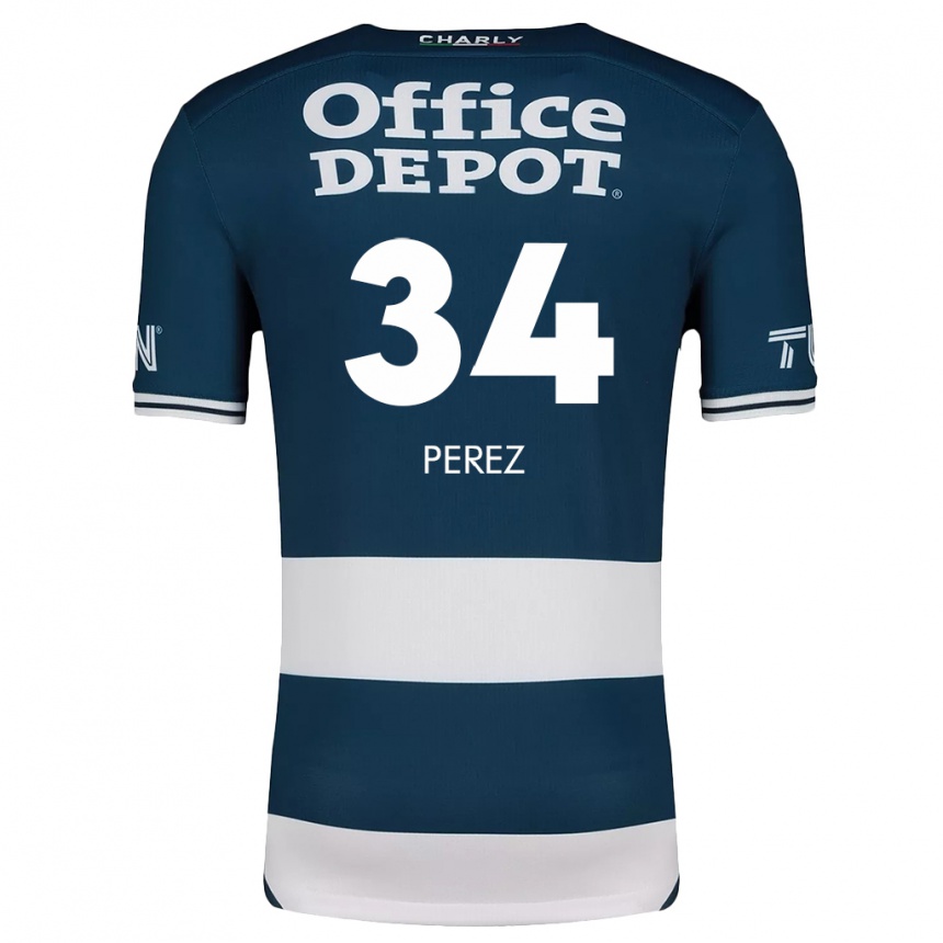 Men Football Julio Pérez #34 Blue White Home Jersey 2024/25 T-Shirt Za