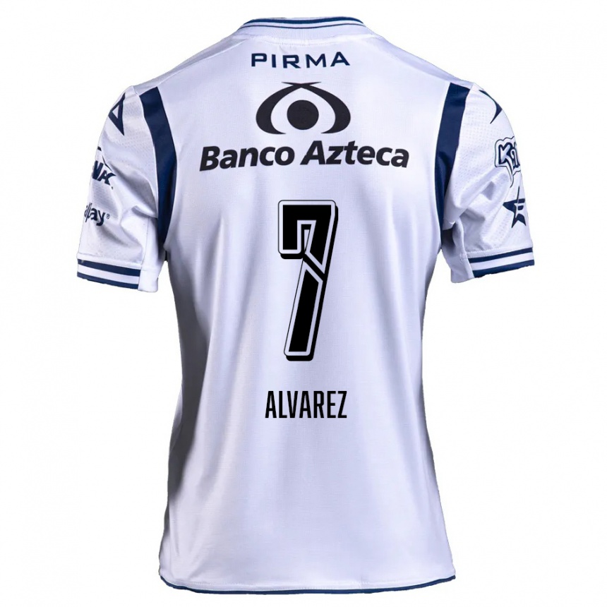 Men Football Daniel Álvarez #7 White Navy Blue Home Jersey 2024/25 T-Shirt Za