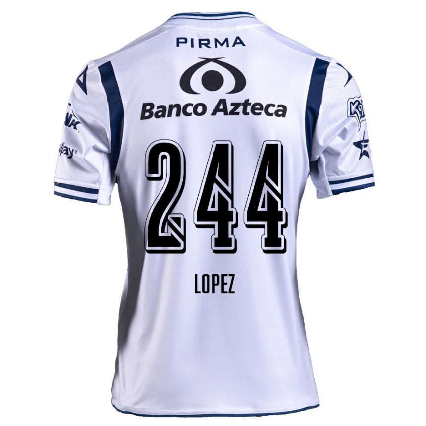 Men Football Daniel López #244 White Navy Blue Home Jersey 2024/25 T-Shirt Za