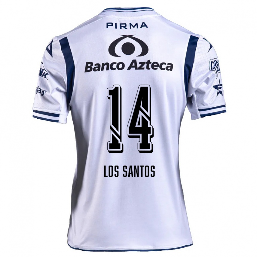 Men Football Lucas De Los Santos #14 White Navy Blue Home Jersey 2024/25 T-Shirt Za