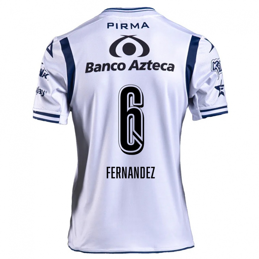 Men Football Liliana Fernández #6 White Navy Blue Home Jersey 2024/25 T-Shirt Za