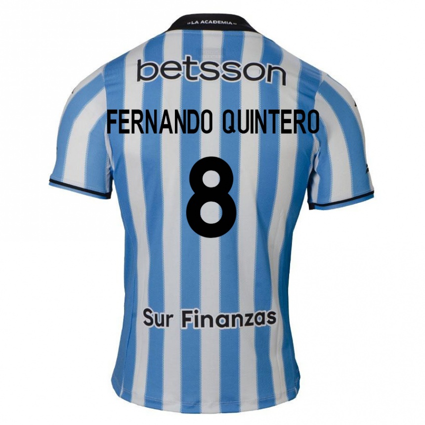 Men Football Juan Fernando Quintero #8 Blue White Black Home Jersey 2024/25 T-Shirt Za