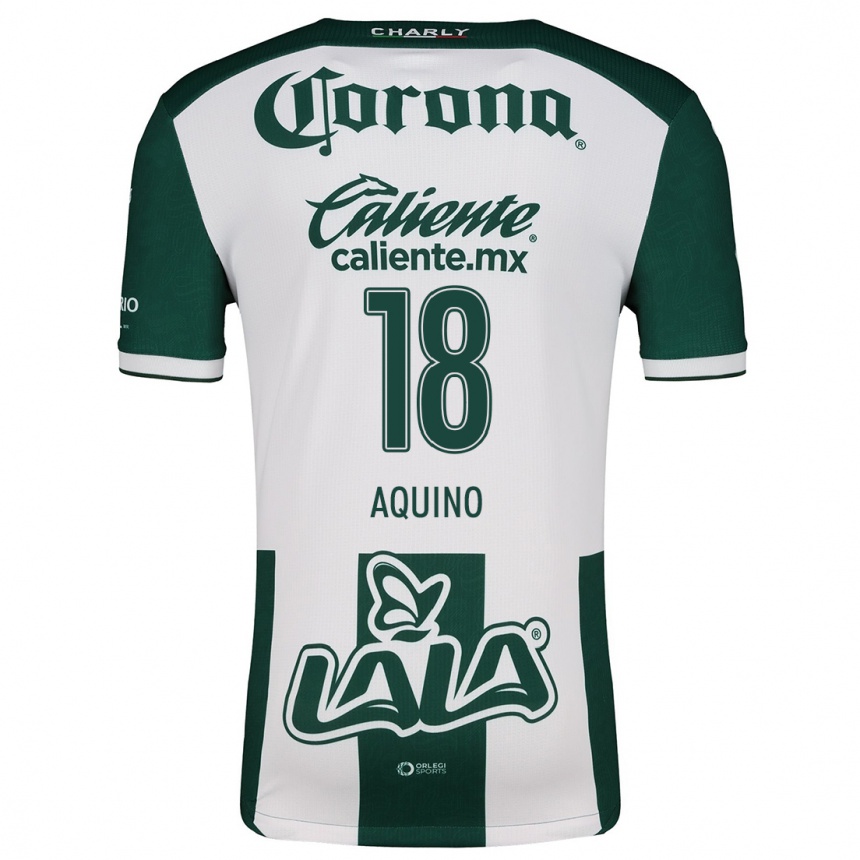 Men Football Pedro Aquino #18 Green White Home Jersey 2024/25 T-Shirt Za