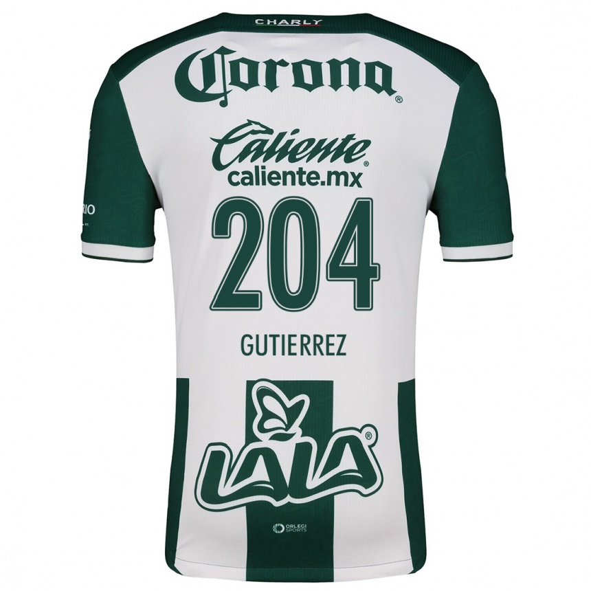 Men Football Gabriel Gutiérrez #204 Green White Home Jersey 2024/25 T-Shirt Za