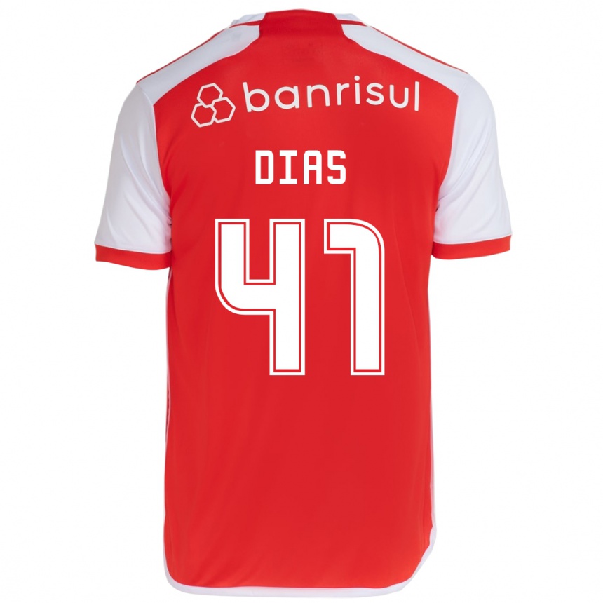 Men Football Matheus Dias #41 Red White Home Jersey 2024/25 T-Shirt Za