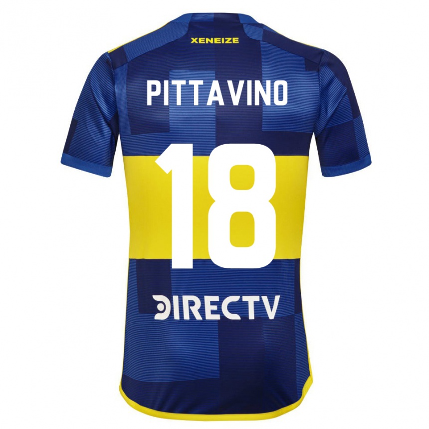 Men Football Rodrigo Pittavino #18 Blue Yellow Home Jersey 2024/25 T-Shirt Za