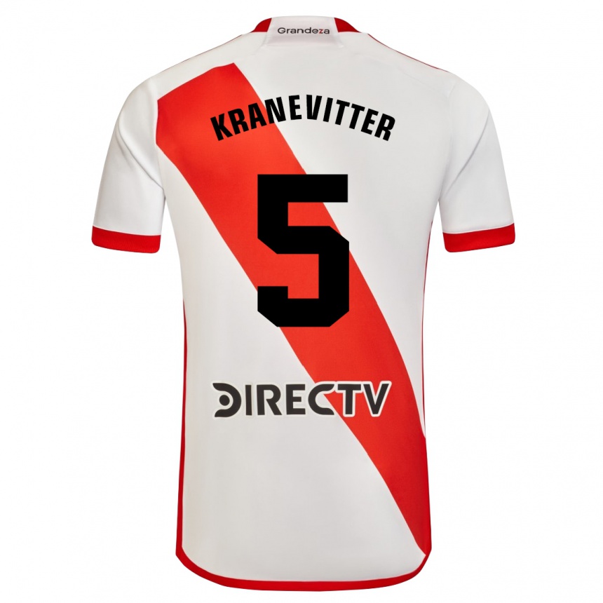 Men Football Matias Kranevitter #5 White Red Home Jersey 2024/25 T-Shirt Za