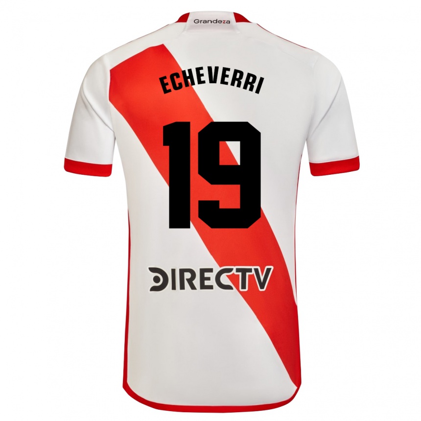 Men Football Claudio Echeverri #19 White Red Home Jersey 2024/25 T-Shirt Za