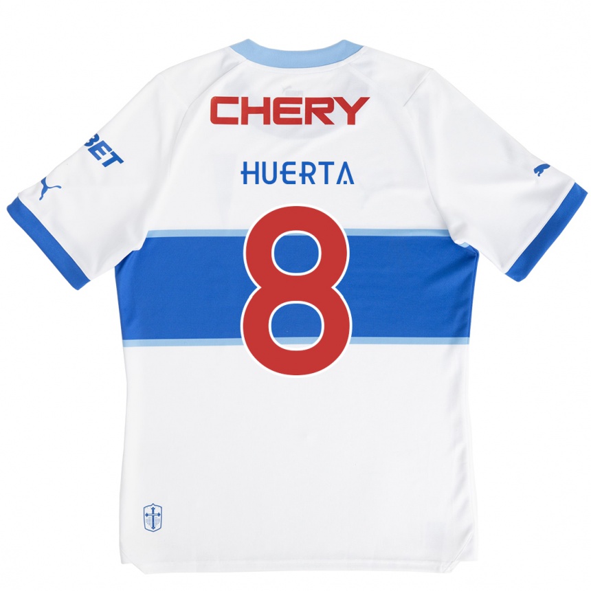 Men Football Valber Huerta #8 White Blue Home Jersey 2024/25 T-Shirt Za